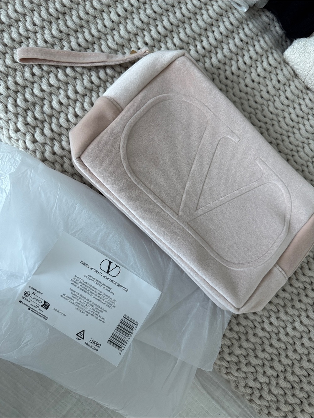 Valentino Garavani Pink V Logo Wristlet pouch